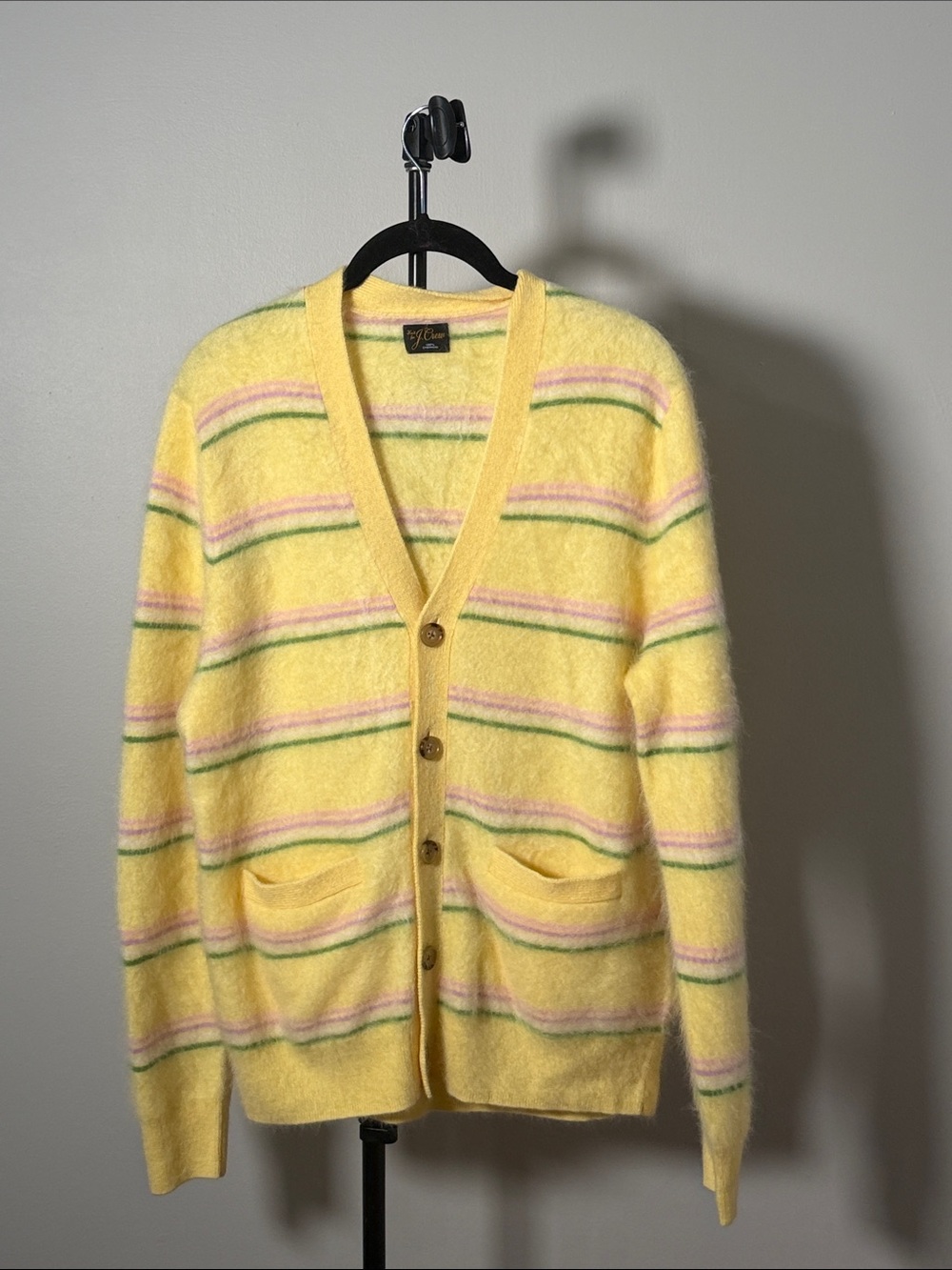 NWT New JCrew Alpaca-blend V-neck cardigan in stripe - Picture 2 of 5